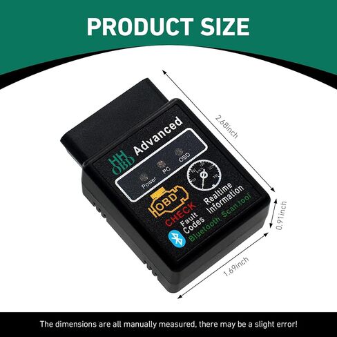 Car OBD2 Bluetooth Diagnostic Tool, Vehicle Code Monitoring Scanner, Fault Code Reset Clear Tools, Universal for iOS & Android & Windows (Black) in Kuwait