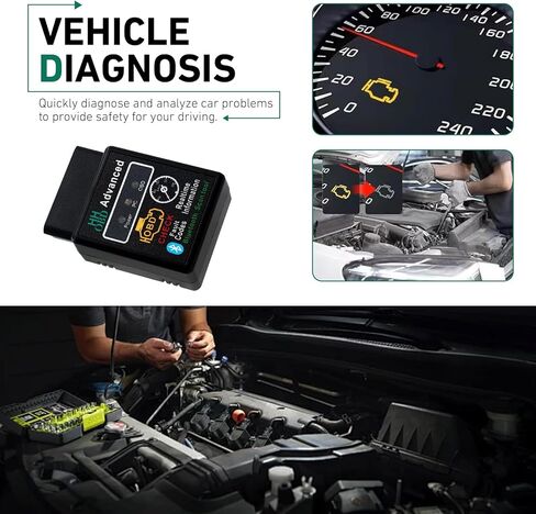 Car OBD2 Bluetooth Diagnostic Tool, Vehicle Code Monitoring Scanner, Fault Code Reset Clear Tools, Universal for iOS & Android & Windows (Black) in Kuwait