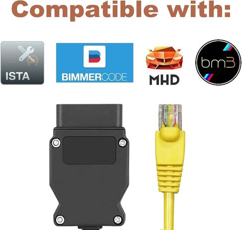 كابل enet obd2 لواجهة سلسلة f وg إيثرنت إلى محول obdii موصل 6.6ft rj45 لأدوات تشخيص ترميز وحدة التحكم الإلكترونية يدعم E sys ista bootmod3 mhd bimmercode in Saudi Arabia