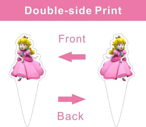 25Pcs Princess Peach Cake Decorations with 24pcs Cupcake Toppers, 1pcs Cake Topper for Kids Birthday Party Supplies in Kuwait