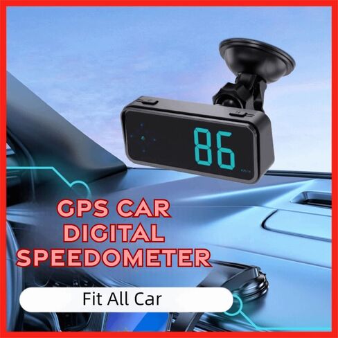 عداد السرعة الرقمي للسيارة بنظام تحديد المواقع العالمي (GPS) بـ 7 ألوان، التوصيل والتشغيل، شاشة عرض رأسية HUD للسيارة عالمية مع شاشة KMH MPH (مع دعامة للسيارة) in Kuwait