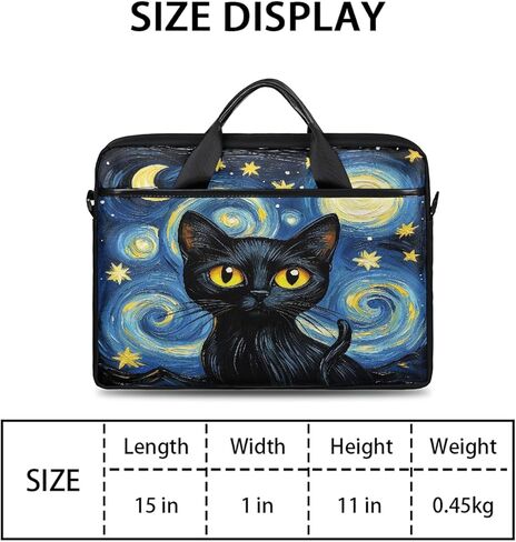 15 Inch Starry Night Art Animal Cat Laptop Bag for Women Men, Waterproof Oxford Laptop Case with Shoulder Strap, Shockproof Computer Sleeve for Office, Travel, School in Saudi Arabia