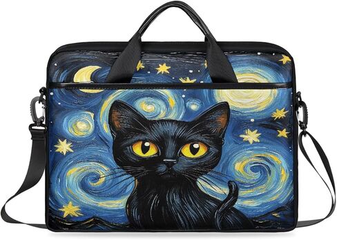15 Inch Starry Night Art Animal Cat Laptop Bag for Women Men, Waterproof Oxford Laptop Case with Shoulder Strap, Shockproof Computer Sleeve for Office, Travel, School in Saudi Arabia