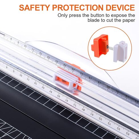 PAGOW 5pcs Paper Cutter Replacement Blades, Orange Hidden Design Paper Trimmer Blades Refill, Spring-Loaded Safeguard Paper Cutter Slider Accessories for A4 A5 Craft in Kuwait