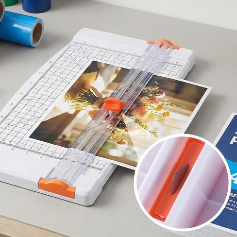 PAGOW 5pcs Paper Cutter Replacement Blades, Orange Hidden Design Paper Trimmer Blades Refill, Spring-Loaded Safeguard Paper Cutter Slider Accessories for A4 A5 Craft in Kuwait
