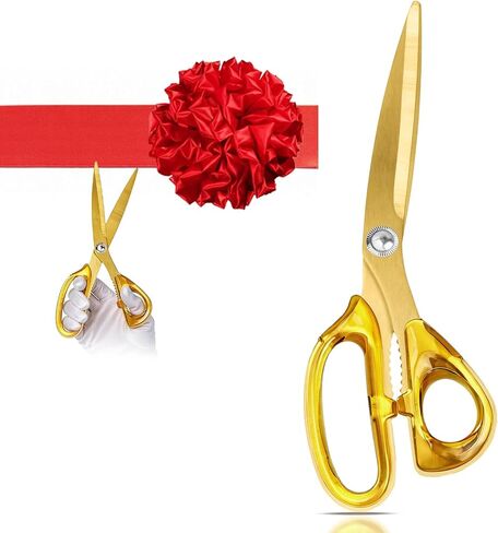 Ribbon Cutting Ceremony Kit with Large Gold Scissors, 157" Red Ribbon, 12" Decorative Bow, and White Gloves for Grand Openings and Business Events (10.2") in Saudi Arabia