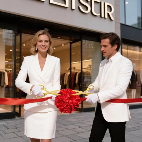 Ribbon Cutting Ceremony Kit with Large Gold Scissors, 157" Red Ribbon, 12" Decorative Bow, and White Gloves for Grand Openings and Business Events (10.2") in Saudi Arabia