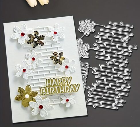 Flower Metal Die Cuts,Letter Words Happy Birthday Grid and Floral Frame Festival Cutting Dies Cut Stencils for DIY Photo Decorative Embossing Paper Dies for Scrapbooking Card Making in Kuwait