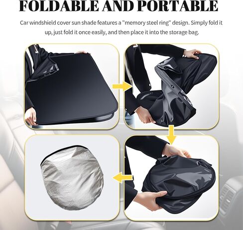 2026 New Thickened Car Windshield Sun Shade Foldable with Beige Checkered Design,Car Sun Shade Windshield with Storage Bag for Interior Cool,59"×31" Suns Shades for Cars Windshields in Kuwait