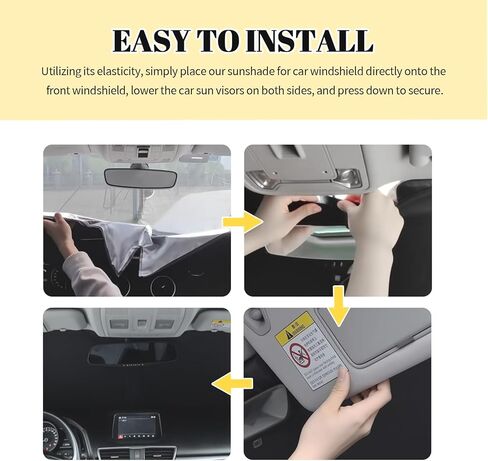 2026 New Thickened Car Windshield Sun Shade Foldable with Beige Checkered Design,Car Sun Shade Windshield with Storage Bag for Interior Cool,59"×31" Suns Shades for Cars Windshields in Kuwait