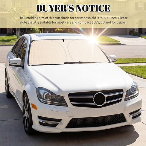 2026 New Thickened Car Windshield Sun Shade Foldable with Beige Checkered Design,Car Sun Shade Windshield with Storage Bag for Interior Cool,59"×31" Suns Shades for Cars Windshields in Kuwait