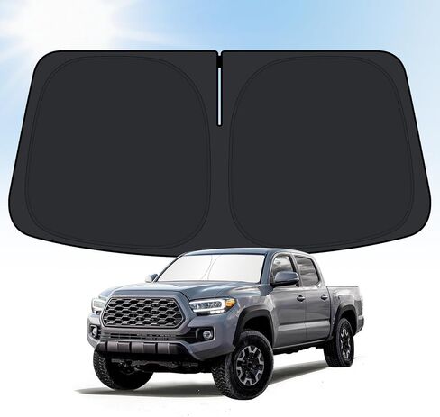 Windshield Sun Shade for Toyota Tundra 2022-2026, Car 4-Layer Front Window Covers Sun Visor Protector, Foldable Blocks UV Rays Sunshade Custom Fit for Toyota Tundra Accessories in Saudi Arabia