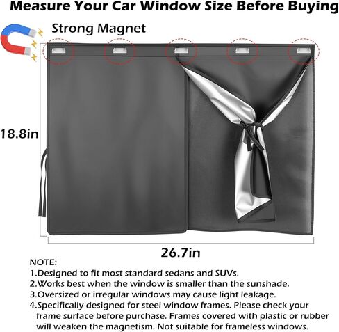 Car Window Shades for Side Window with Strong Magnets Automotive Dual Layer Car Rear Windows Sunshades for Baby Universal Sun Shadefor Kid & Pet Black in Saudi Arabia