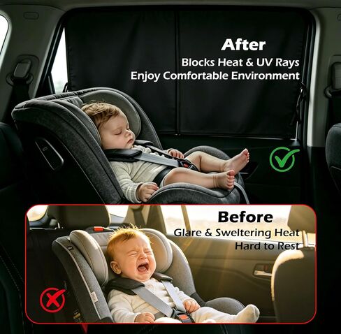 Car Window Shades for Side Window with Strong Magnets Automotive Dual Layer Car Rear Windows Sunshades for Baby Universal Sun Shadefor Kid & Pet Black in Saudi Arabia