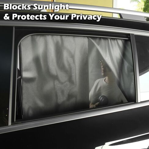 Car Window Shades for Side Window with Strong Magnets Automotive Dual Layer Car Rear Windows Sunshades for Baby Universal Sun Shadefor Kid & Pet Black in Saudi Arabia