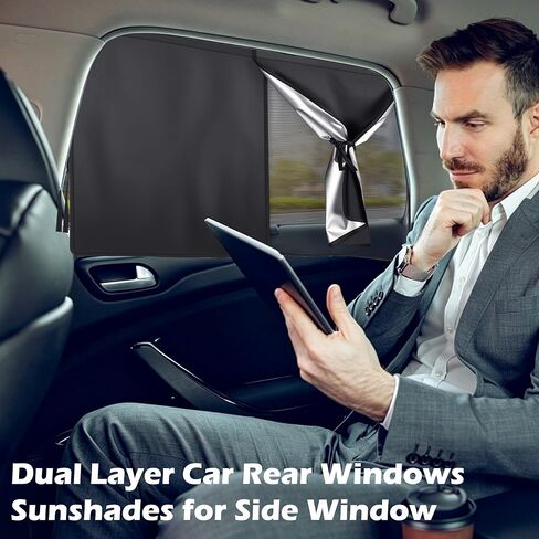 Car Window Shades for Side Window with Strong Magnets Automotive Dual Layer Car Rear Windows Sunshades for Baby Universal Sun Shadefor Kid & Pet Black in Saudi Arabia