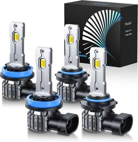 H11/H8/H9 LED Bulb, 30000LM 6000K Cool White Fanless 1:1 Mini Size, Plug and Play, Pack of 2 in Saudi Arabia