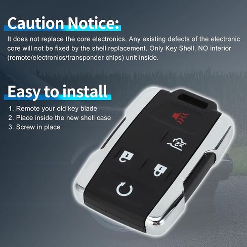 X AUTOHAUX Key Shell Case دخول بدون مفتاح عن بعد مفتاح فوب استبدال الحال بالنسبة لشفروليه تاهو 2015-2019 لسيارة شيفروليه سوبربان 2015-2019 5 أزرار M3N-32337200 in Saudi Arabia