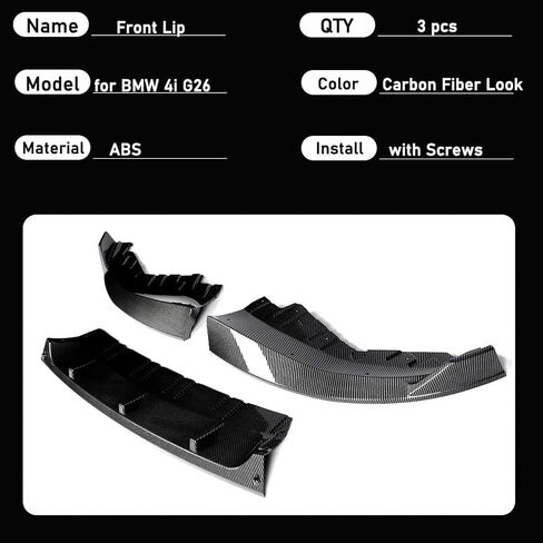 3PC Front Bumper Lip Compatible with BMW 4 Series G26 420i 430i 4-Door M-Sport 2021-2024 ABS Carbon Fiber Pattern Bumper Air Splitter in Kuwait