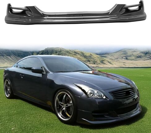 Front Bumper Lip Compatible with 2008-2013 Infiniti G37 Coupe & 2014 Infiniti Q60 Base Coupe/Convertible/Journey, Unpainted Black TS Style PU Lower Chin Spoiler Protector, 1 PC in Kuwait