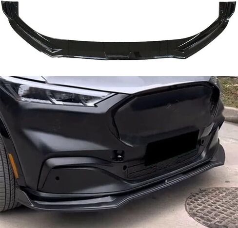 CHIESMA for Mach E Front Bumper Lip Fit for Fold Mustang Mach-E 2021 2022 ABS Painted 3pcs Front Bodykit Spoiler Splitter Air Dam Chin Diffuser Low Bumper (Gloss Black) in Saudi Arabia