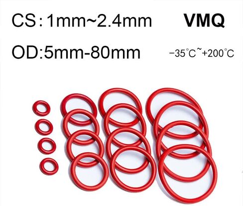 10 قطعة CS 1 مللي متر/1.5 مللي متر/2 مللي متر/2.4 مللي متر الأحمر VMQ خاتم سيليكون طوقا الغذاء الصف المطاط O-خواتم OD 5 مللي متر-80 مللي متر (CS 1 مللي متر ، OD 45 مللي متر) in Kuwait