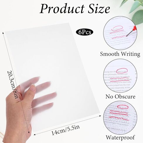 6 Pads Large Transparent Sticky Notes, 5.5 x 8 Inch Clear Self-Adhesive Translucent Paper, 300 Sheets Waterproof PET Jumbo See-Through Notes for Office Home Organization Supplies in Kuwait
