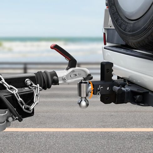 Adjustable Trailer Hitch Fits 2" Receiver, 2" & 2-5/16"(12,500 LBS GTW) Rotatable Dual Solid Ball, 6" Drop/Rise Heavy Duty Aluminum Tow Hitch, Trailer Hitches with Anti-Theft Pin, Black in Saudi Arabia