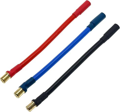 3 قطعة 10AWG 6.5 مللي متر ذكر إلى 5.5 مللي متر أنثى رصاصة موصل ESC تمديد يؤدي متوافق مع محرك RC و ESC (10 سنتيمتر/3.9in in Kuwait