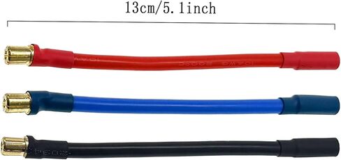 3 قطعة 10AWG 6.5 مللي متر ذكر إلى 5.5 مللي متر أنثى رصاصة موصل ESC تمديد يؤدي متوافق مع محرك RC و ESC (10 سنتيمتر/3.9in in Kuwait