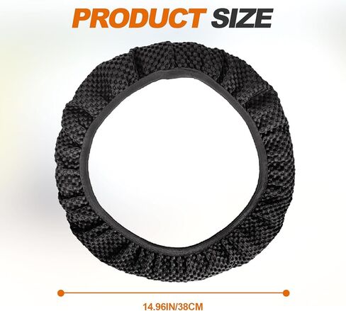 Car Elastic Stretch Steering Wheel Cover, Universal 15" Automotive Steering Wheel Protector, Microfiber Ice Silk, Breathable, Anti-Slip, Easy Carry, Car Accessories for Cars/SUVs/Vans/Truck (Black) in Saudi Arabia