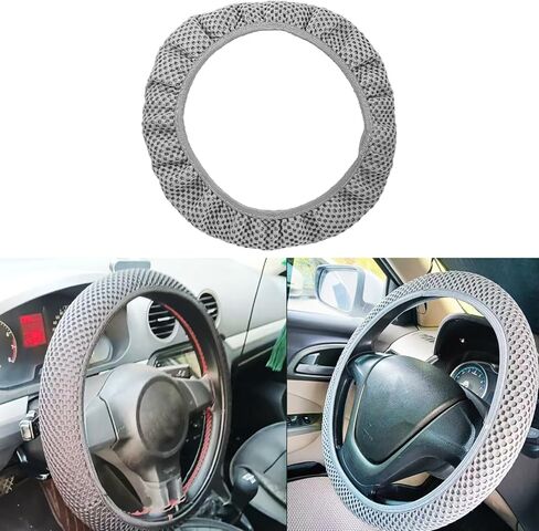 Car Elastic Stretch Steering Wheel Cover, Universal 15" Automotive Steering Wheel Protector, Microfiber Ice Silk, Breathable, Anti-Slip, Easy Carry, Car Accessories for Cars/SUVs/Vans/Truck (Black) in Saudi Arabia