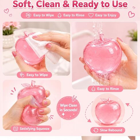 Pink Apple Squishy, Slushy Soft Fruit Squeezes, Slow Rebound Squeezy Balls for Anxiety Relief, Sensory Decompression Stress Ball for Adults & Office in Kuwait