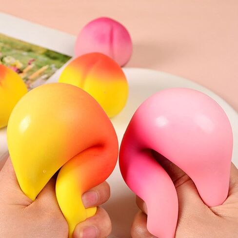 2pcs Squishy Peach, Peach Squishy, Soft Squeezy Fruit Squishys, Squishyes Fidget for Adults, Cute Fruit Squishys Stress Relief Gift -Pink+Yellow in Saudi Arabia