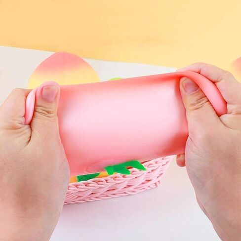 2pcs Squishy Peach, Peach Squishy, Soft Squeezy Fruit Squishys, Squishyes Fidget for Adults, Cute Fruit Squishys Stress Relief Gift -Pink+Yellow in Saudi Arabia