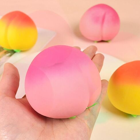 2pcs Squishy Peach, Peach Squishy, Soft Squeezy Fruit Squishys, Squishyes Fidget for Adults, Cute Fruit Squishys Stress Relief Gift -Pink+Yellow in Saudi Arabia