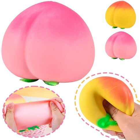 2pcs Squishy Peach, Peach Squishy, Soft Squeezy Fruit Squishys, Squishyes Fidget for Adults, Cute Fruit Squishys Stress Relief Gift -Pink+Yellow in Saudi Arabia