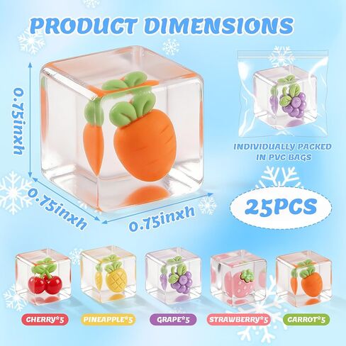 25Pcs Ice Cube Sensory Toys,Slow Rising Ice Cube Stress Balls for Adults Teen,Square Squeeze Ball Sensory Toys Soft Fidget SquishiesToys for Classroom Prizes,Anxiety Stress Relief Squishies for Party in Kuwait
