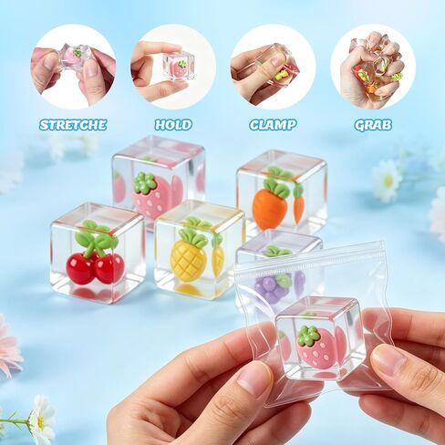 25Pcs Ice Cube Sensory Toys,Slow Rising Ice Cube Stress Balls for Adults Teen,Square Squeeze Ball Sensory Toys Soft Fidget SquishiesToys for Classroom Prizes,Anxiety Stress Relief Squishies for Party in Kuwait