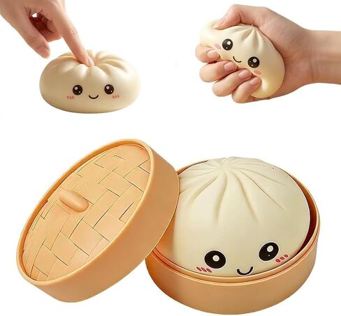 Dumpling Squishy Toys, Gaint Dumpling Squishy Mystery Box, Colorful Squishies Dumplings Stress Balls Toy, Stocking Stuffers with Food Steamer Stretchy Desk Toy (Cream White) in Saudi Arabia