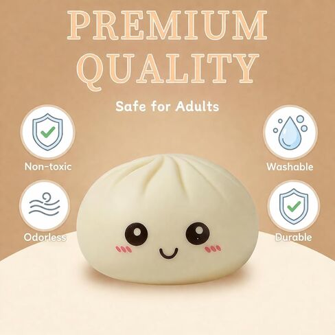 Dumpling Squishy Toys, Gaint Dumpling Squishy Mystery Box, Colorful Squishies Dumplings Stress Balls Toy, Stocking Stuffers with Food Steamer Stretchy Desk Toy (Cream White) in Saudi Arabia