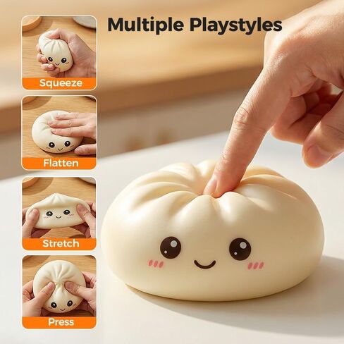 Dumpling Squishy Toys, Gaint Dumpling Squishy Mystery Box, Colorful Squishies Dumplings Stress Balls Toy, Stocking Stuffers with Food Steamer Stretchy Desk Toy (Cream White) in Saudi Arabia