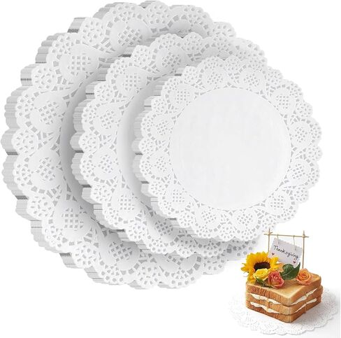 HAKSEN 36 PCS Paper Lace Doilies Combo ، حزمة 12 لكل 6.5 "، 8.5" ، 10.5 "لزينة أدوات المائدة المقلية المشوية المخبوزة in Kuwait