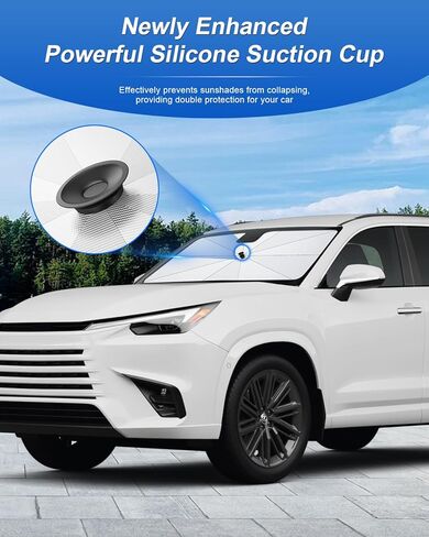 SHAOHAO لعام 2026 Lexus TX 350 مظلة شمسية للزجاج الأمامي للسيارة، لعام 2025 2026 Lexus TX 350 500h ملحقات نافذة السيارة مظلة شمسية سهلة الطي عاكسة للحرارة وحماية من الأشعة فوق البنفسجية مانع حاجب الشمس in Kuwait
