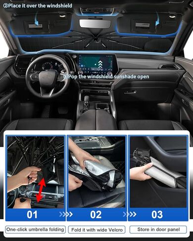 SHAOHAO لعام 2026 Lexus TX 350 مظلة شمسية للزجاج الأمامي للسيارة، لعام 2025 2026 Lexus TX 350 500h ملحقات نافذة السيارة مظلة شمسية سهلة الطي عاكسة للحرارة وحماية من الأشعة فوق البنفسجية مانع حاجب الشمس in Kuwait
