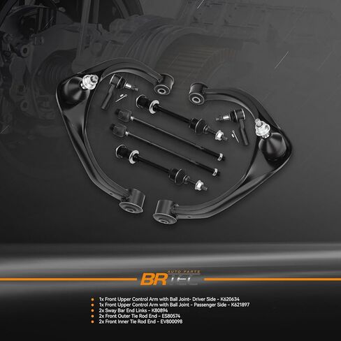 طقم ذراع التحكم العلوي الأمامي 4WD 5 العروة 8 قطع متوافق مع دودج رام 1500 2009-2012 - وصلة نهاية قضيب التأرجح ونهاية قضيب التعادل، طقم تعليق أمامي من جانب السائق والراكب in Kuwait