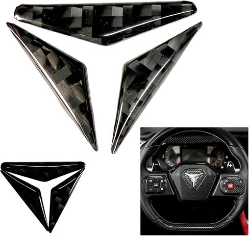 3PC Carbon Fiber Triangular Peel & Stick Steering Wheel Emblem Inserts for Polaris Slingshot 2020+ in Saudi Arabia
