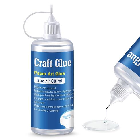 Maitys Clear Paper Glue for Crafts, No Wrinkle, PH Neutral, Quick Dry, PVA Crafting Glue for Scrapbooking, Card Making, Greeting Cards, Paper Quilling and School Projects (100ml/3.4oz) in Kuwait