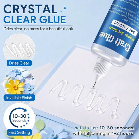Maitys Clear Paper Glue for Crafts, No Wrinkle, PH Neutral, Quick Dry, PVA Crafting Glue for Scrapbooking, Card Making, Greeting Cards, Paper Quilling and School Projects (100ml/3.4oz) in Kuwait