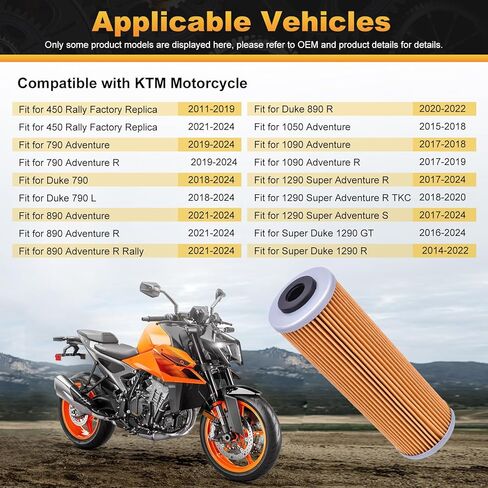 3 Pcs 650 Oil Filter Fit for KT/M for Duke 790 2018-2024 for Adventure 790 790R 2019-2024 for Super Adventure 1290 R/S/GT 2017-2024 for 450 Rally Factory Replica for Adventure 890 2021-2024 in Kuwait